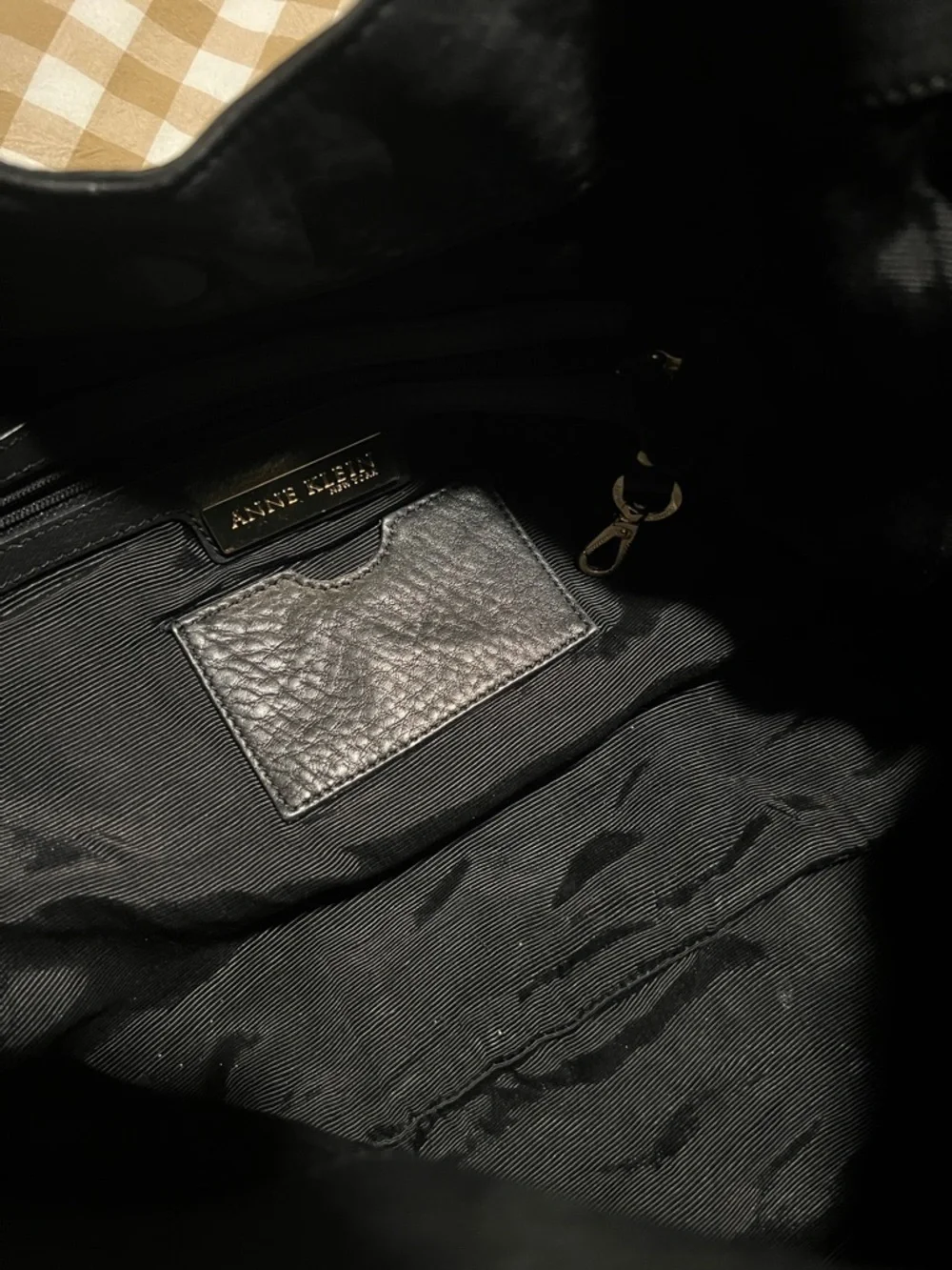Anne Klein Black Pebbled Leather Hobo Bag